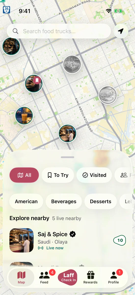 Truck discovery map in Riyadh